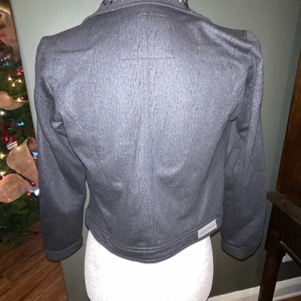 Girls Size 12 Justice Black Jacket Coat‎ w/ Rhinestones
